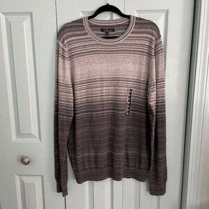 Marc Anthony Cashmere Wool Dark Gray Striped Cotton Crewneck Sweater Mens XXL